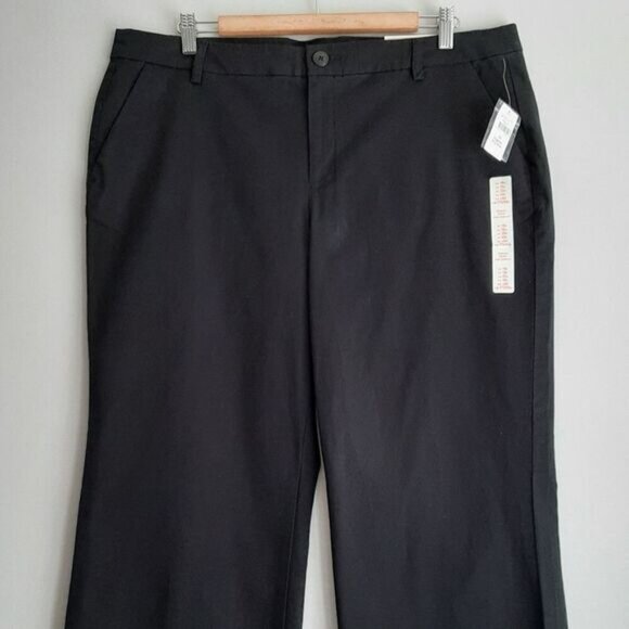 GAP The Perfect Khaki Wide Leg Opening Pants Black Sz 16 Flawed - Picture 2 of 11